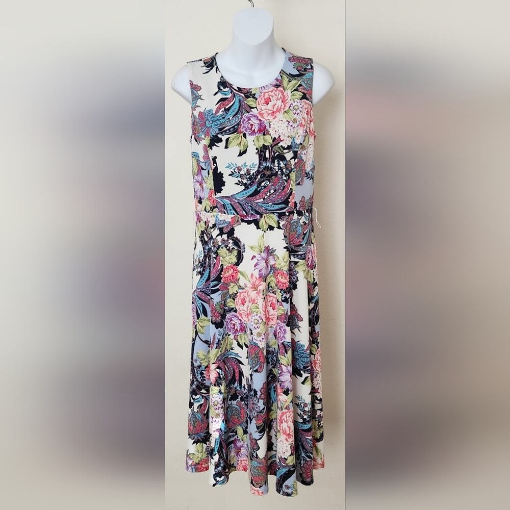 CHARTER CLUB Floral Print Sleeveless Fit & Flare Knee Length Dress Size XS - Picture 2 of 11